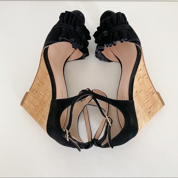 Kate Spade Dawson Black Wedge Sandals - 6 - Picture 10 of 13